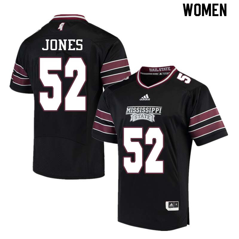 Women #52 Kobe Jones Mississippi State Bulldogs College Football Jerseys Sale-Black - Click Image to Close